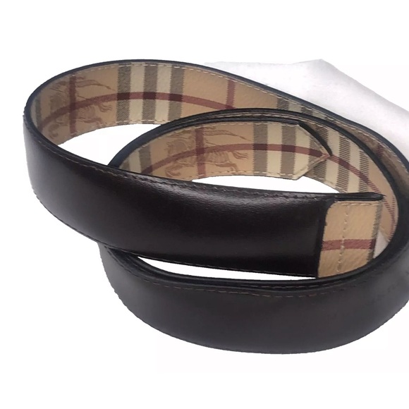 BURBERRY Nova Check PVC Leather Belt 40/100 Italy No Buckle Made In Italy - Picture 9 of 16